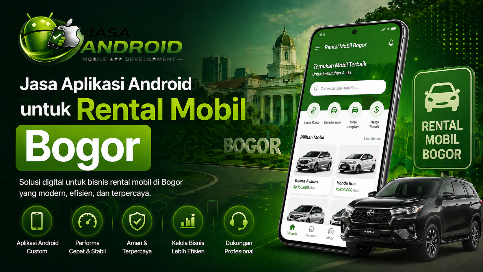 Jasa Aplikasi Android untuk Rental Mobil Bogor Murah & Profesional